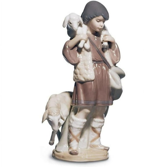 Lladro Shepherd Boy Lifting Lama on Back-Potable-Adorable-All Occasion
