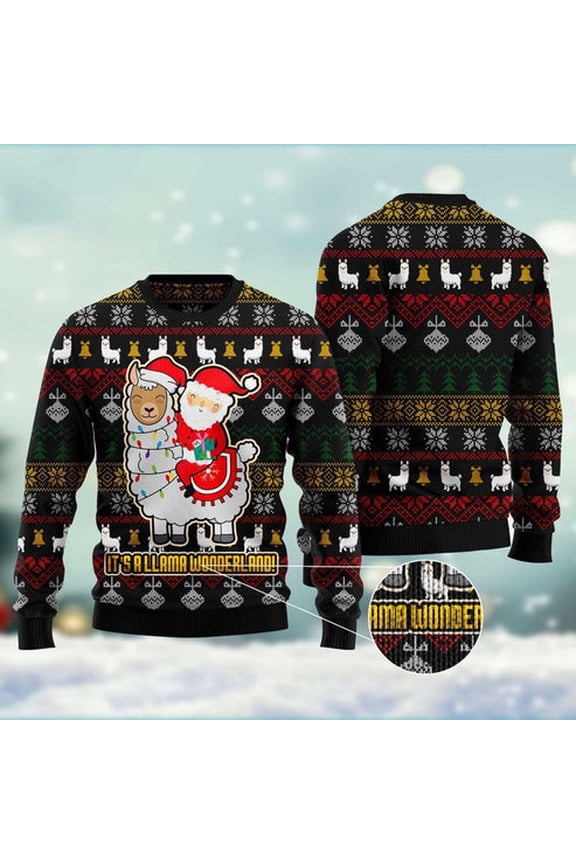 Llama 3D Christmas Sweater, Funny Xmas Sweater, Sweater Xmas