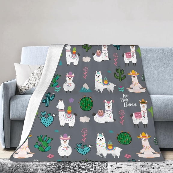 Llama Alpaca 60x80 Fleece Blanket Llama Funny Blanket Cute Gift for Women, Girls, Kids, on Birthday Christmas