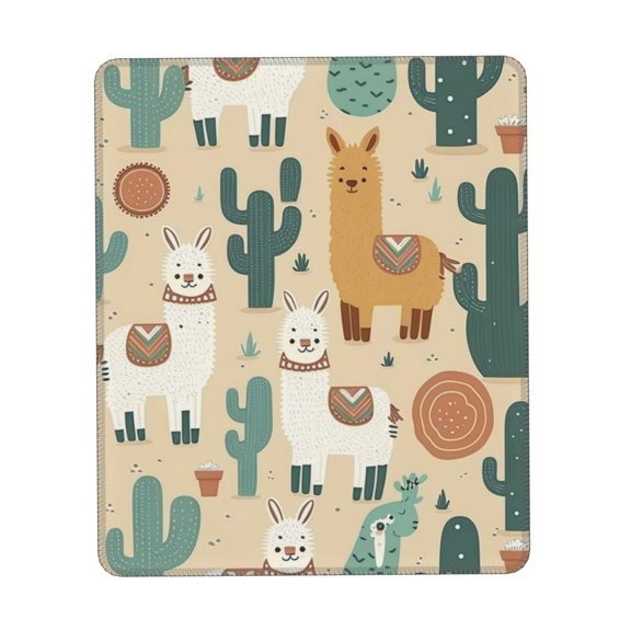 Llama Alpaca Cactus Cartoon Cute Gaming Mouse Pad 10 x 12 inch Rectangle Computer Mousepad Mat Non-Slip Rubber Base for Office Laptop PC