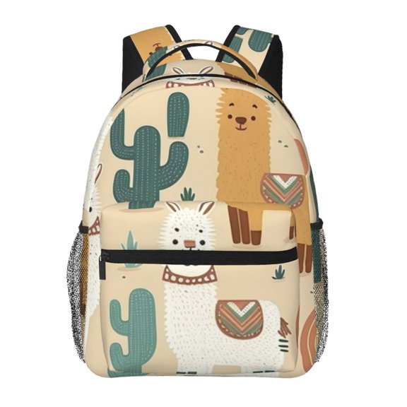 Llama Alpaca Cactus Cartoon Cute Laptop Backpack Travel Rucksack for Teens Adults, Fits 15-inch Notebook