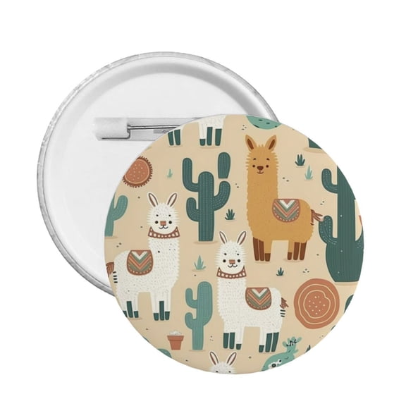 Llama Alpaca Cactus Cartoon Cute Round Button Pin Badge 5PCS Pinback Buttons Lapel Pin for Jacket, Backpack, Hat, Party Favor, Gift