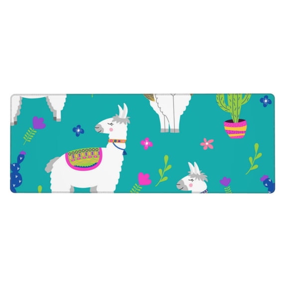Llama Alpaca Cactus Cartoon Mouse Pad Extended Large Gaming Mousepad Non-Slip Rubber Big Keyboard Desk Mat 31.5 X 11.8 Inch