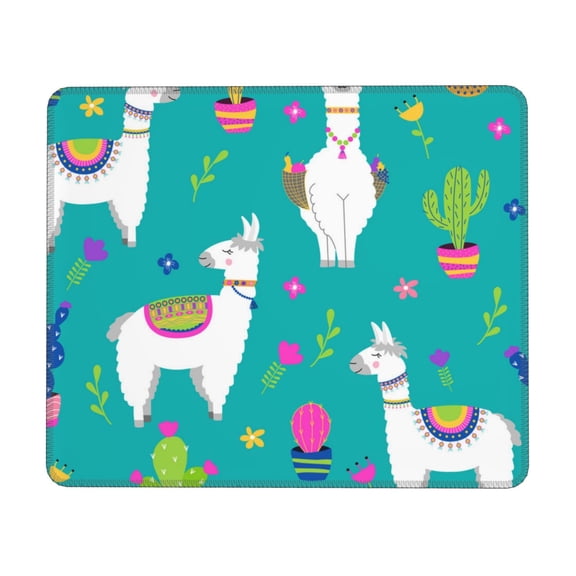 Llama Alpaca Cactus Cartoon Mouse Pad Non-Slip Rubber Gaming Mousepad Rectangle for Computers Laptop 10 x 12 inch
