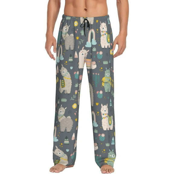 Llama Alpaca Pattern Men'S Pajama Pants Soft Sleep Lounge Pants Pjs Bottoms With Pockets Large