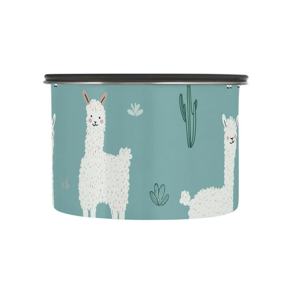 Llama Animal Cute Cactus Airtight Coffee Bean Canister 17oz Food Storage Containers with Lids For Gournd, Tea, Sugar, Flour, Rice, Cereal, Candy Cookie Jar
