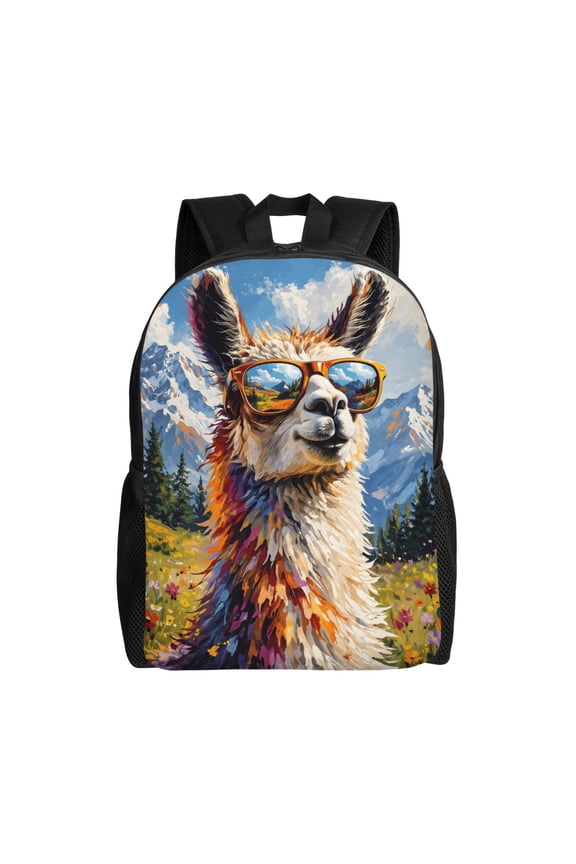 Llama Backpack Full Front Print Travel Laptop Bag for Men and Women