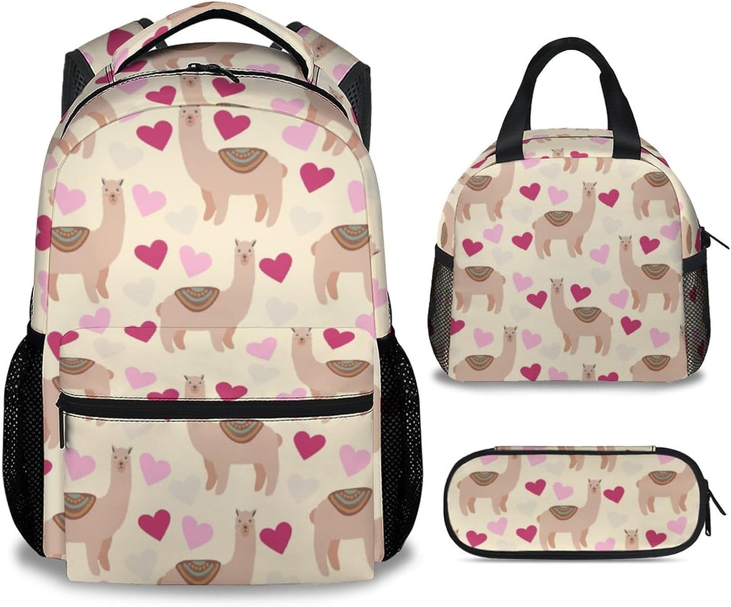 Llama Backpack with Lunch Box and Pencil Case 16 Inch Llama Theme Bookbag with Adjustable Straps Durable Lightweight Large Capacity School Backpack for Girls Women Walmart