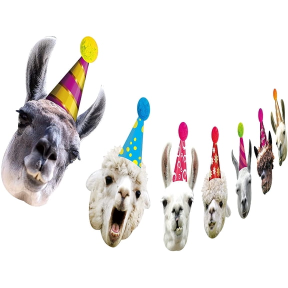 Llama Birthday Garland, Funny Alpaca Face Portrait Bunting, Hilarious Bday Party Decoration