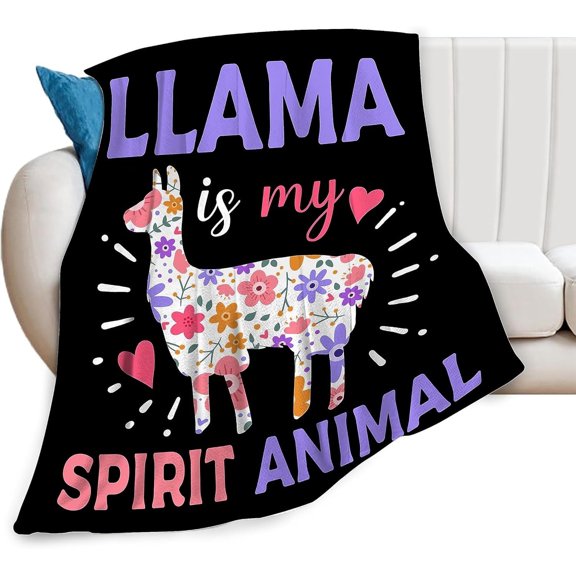 Llama Blanket Cute Alpaca Fleece Throw Blanket Super Soft Warm Cozy Fuzzy Plush Animal Blanket Gifts for Girls Boys Kids Bed Decor 60"X80"