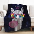 thumbnail image 1 of Llama Blanket Gifts for Women Girls Boys, Funny Cartoon Alpaca Decoration for Home Bedroom Living Room Couch Lounge, Soft Fluffy Lightweight Throw Blankets Black 60"x80", 1 of 5