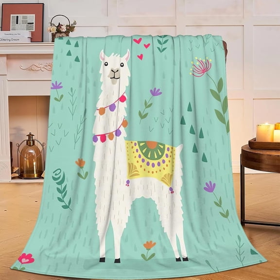 Llama Blanket Super Cozy Soft Alpaca Animal Blanket Warm Plush Fluffy Llama Alpaca Stuff Gifts for Women Girls Fleece Flannel Gift Blankets for Kids Adults 60"X50"
