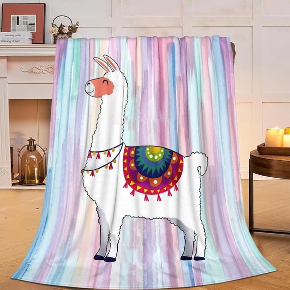Llama Blanket Super Cozy Soft Cute Llama Animal Throw Blanket Warm Plush Fluffy Alpaca Stuff Gifts for Women Girls Fleece Flannel Gift Blankets for Kids Adults 50"X40"