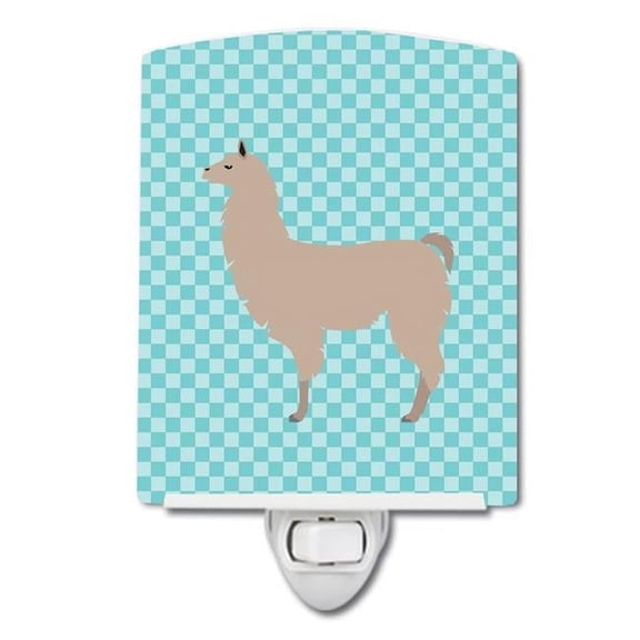 Llama Blue Check Ceramic Night Light