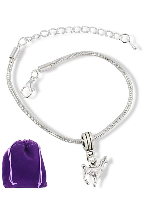Llama Bracelet | Silver Plated Snake Chain Charm Bracelet Great Llama Charms for Bracelets and Alpaca Jewelry Gift for Women and Perfect Llama Jewelry Gifts for Llama Lovers