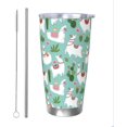 thumbnail image 1 of Llama and Cactus Tumbler 20oz Animal Stainless Steel Vacuum Insulated Tumblers with Lid and Straw Green Travel Coffee Mug Tea Wine Cups Water Bottle Gifts for Women Llama Lovers, 1 of 6