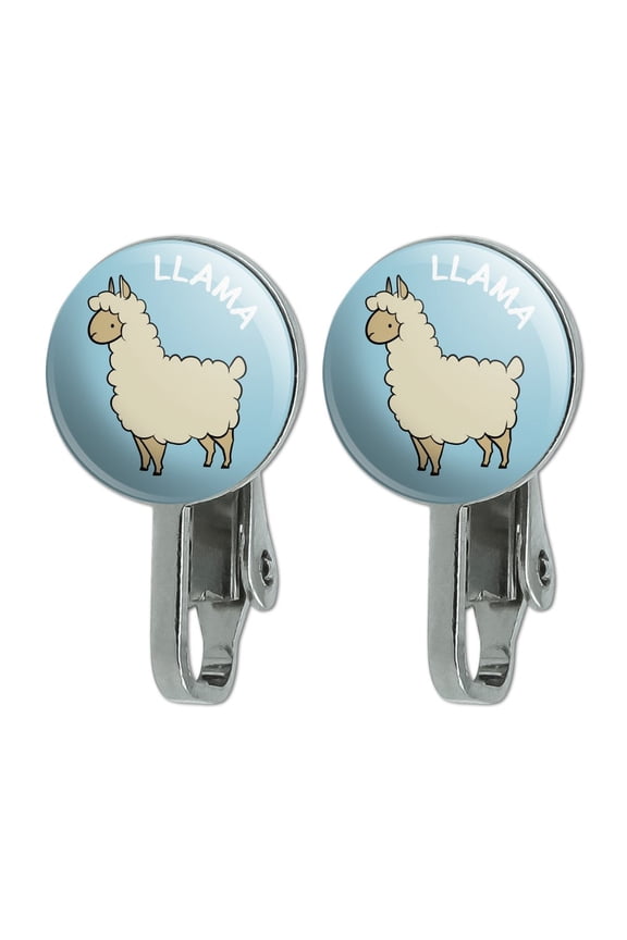 Llama Cartoon Novelty Clip-On Stud Earrings
