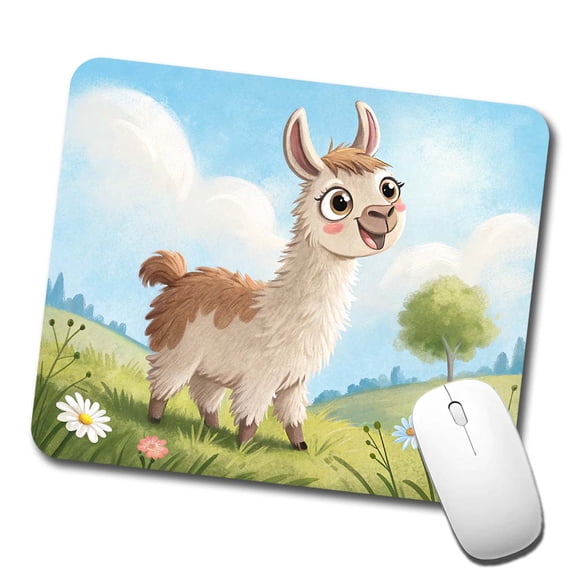 Llama Children's Illustration Style Mouse Pad Low Profile Gaming Mat
