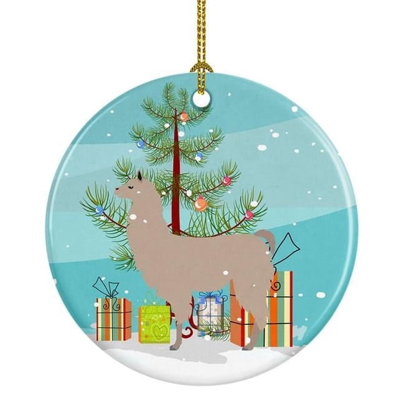 Llama Christmas Ceramic Ornament