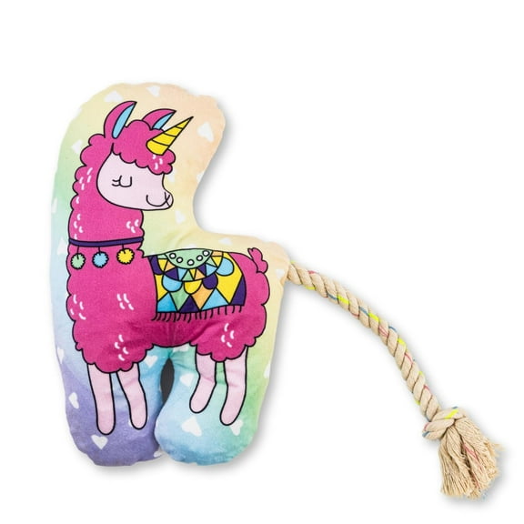 Magical Llama Plush Dog Toy with Squeaker & Crinkle Paper