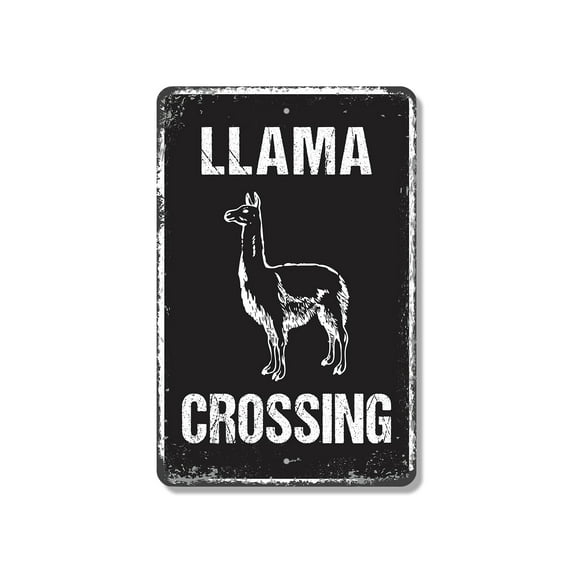 Llama Crossing (2 Pack) 8 Inch x 12 Inch Novelty Plastic Sign Drama Free Llama Lane Durable Weatherproof Perfect for Barn Roads Pastures Petting Zoos Fun Gift for Llama Owners Kids