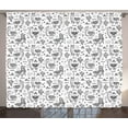 thumbnail image 1 of Ambesonne Llama Curtains 2 Panel Set, Doodle Alpaca Design, 108" x 63", White Charcoal Grey, 1 of 3