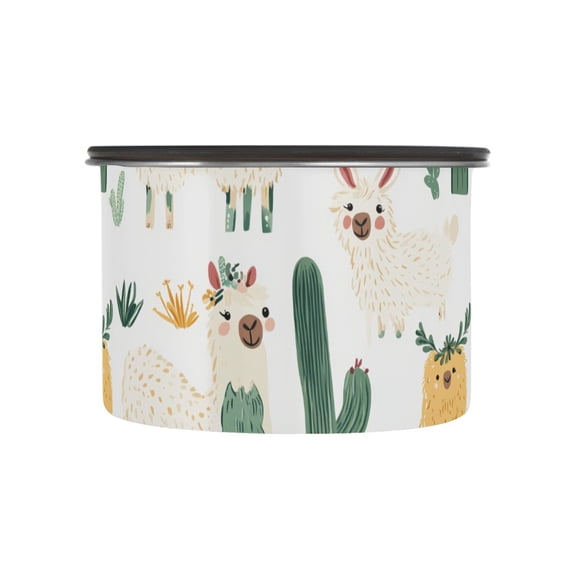 Llama Cute Animal Cactus Airtight Coffee Bean Canister 17oz Food Storage Containers with Lids For Gournd, Tea, Sugar, Flour, Rice, Cereal, Candy Cookie Jar