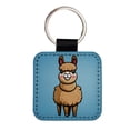 thumbnail image 1 of Llama Cute Faux Leather Square Keychain, 1 of 7