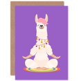 thumbnail image 1 of Llama Cute Meditation Greetings Card Plus Envelope Blank inside, 1 of 3