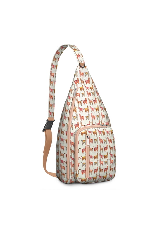 Llama Drawstring Backpack – Lightweight Boho Alpaca Daypack with Watercolor Desert & Cactus Print – Durable Travel & Hiking Bag for Women and Outdoor Enthusiasts