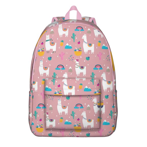 Llama Face Backpack – Cute Cartoon Alpaca Pattern Bookbag with Funny Kawaii Design for School and Travel