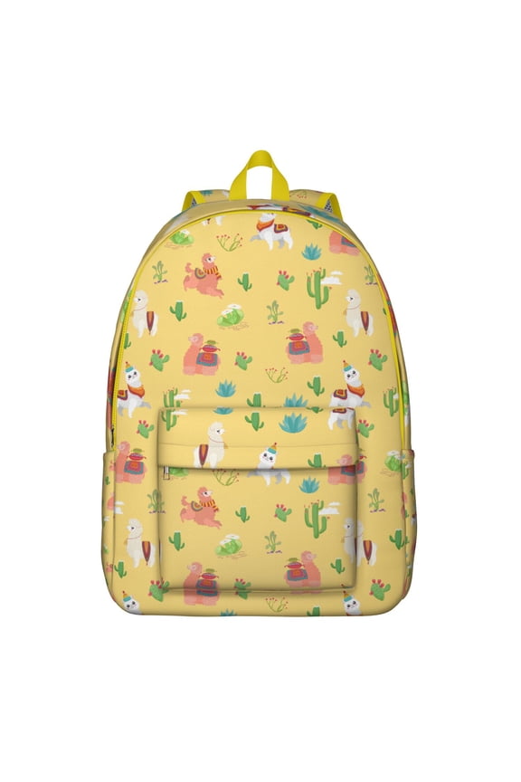 Llama Face Backpack – Cute Cartoon Alpaca Pattern Bookbag with Funny Kawaii Design for School and Travel