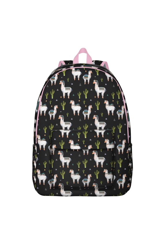 Llama Face Backpack – Cute Cartoon Alpaca Pattern Bookbag with Funny Kawaii Design for School and Travel