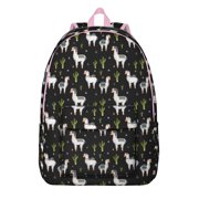 Llama Face Backpack   Cute Cartoon Alpaca Pattern Bookbag with Funny Kawaii Design for School and Travel