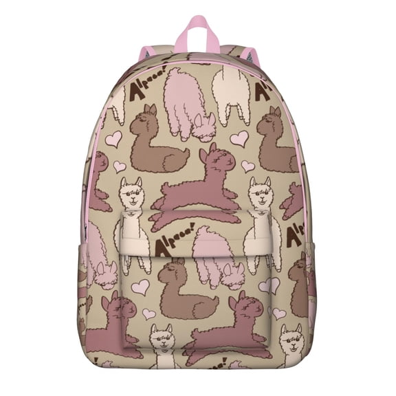 Llama Face Backpack – Cute Cartoon Alpaca Pattern Bookbag with Funny Kawaii Design for School and Travel