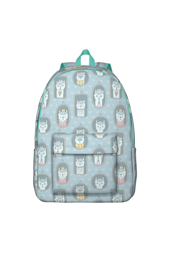 Llama Face Backpack – Cute Cartoon Alpaca Pattern Bookbag with Funny Kawaii Design for School and Travel