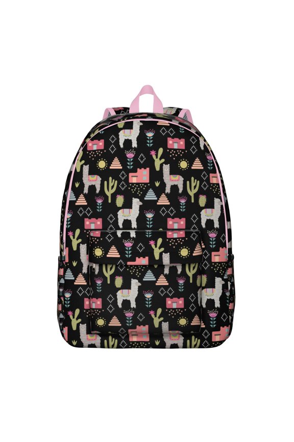 Llama Face Backpack – Cute Cartoon Alpaca Pattern Bookbag with Funny Kawaii Design for School and Travel