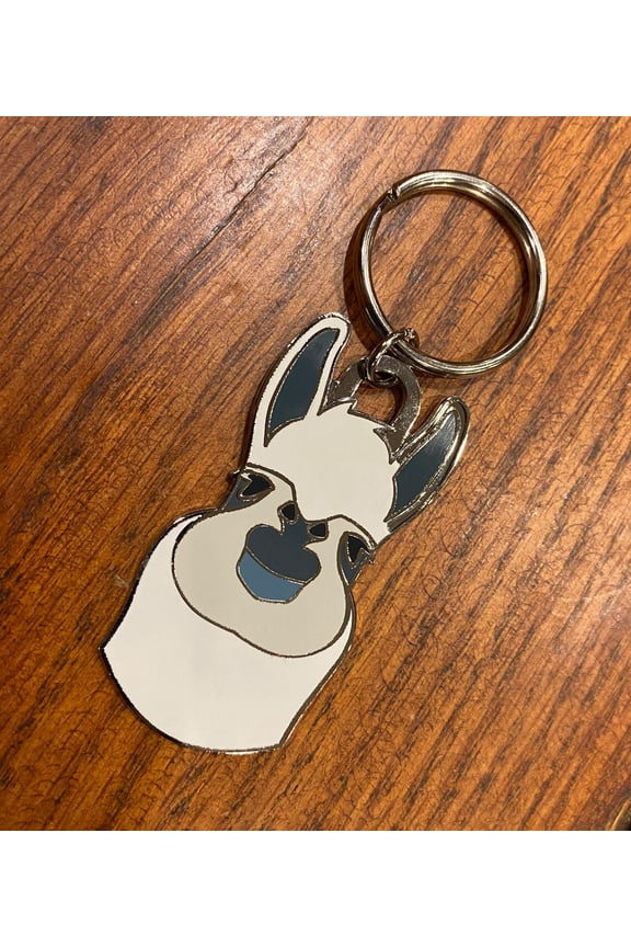 Llama Face Metal Keychain