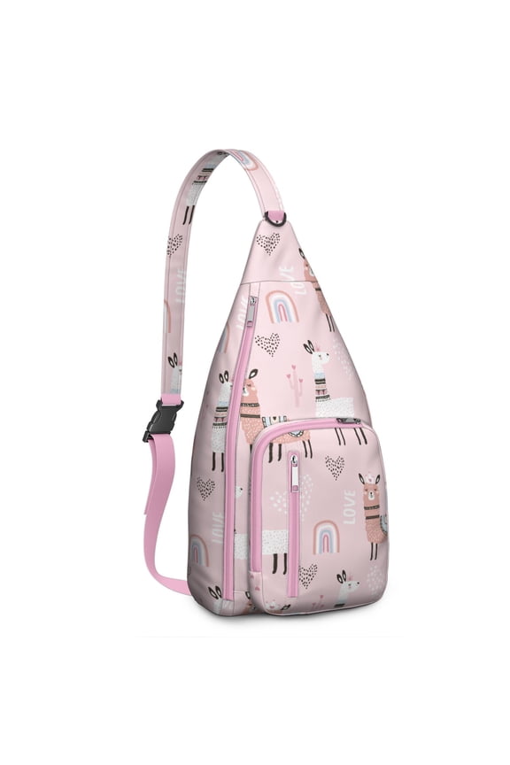 Sling Backpack&nbsp;- Cute Kawaii Alpaca Print Shoulder Bag, Durable Water-Resistant Pack for Everyday Use