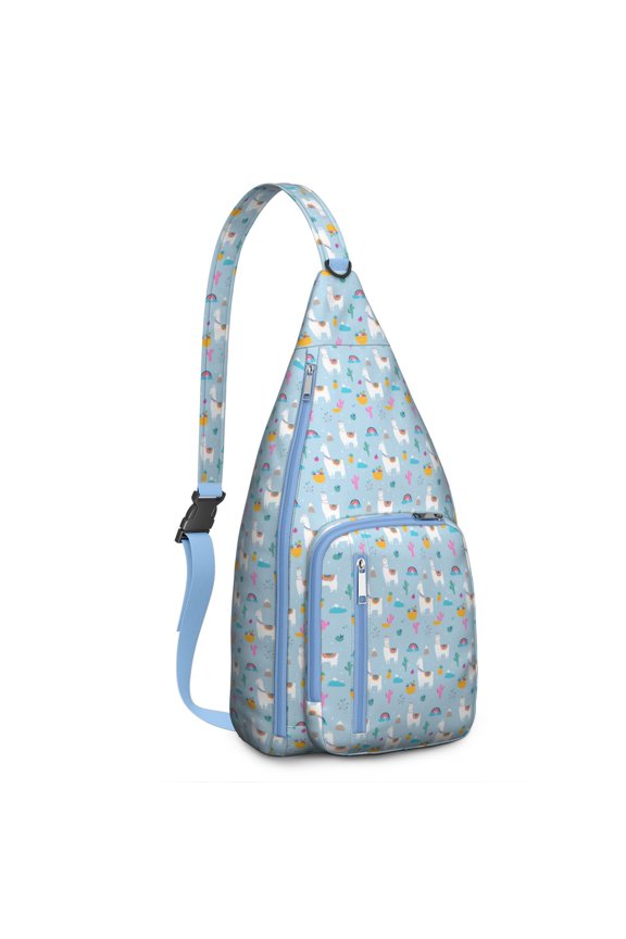 Sling Backpack&nbsp;- Cute Kawaii Alpaca Print Shoulder Bag, Durable Water-Resistant Pack for Everyday Use
