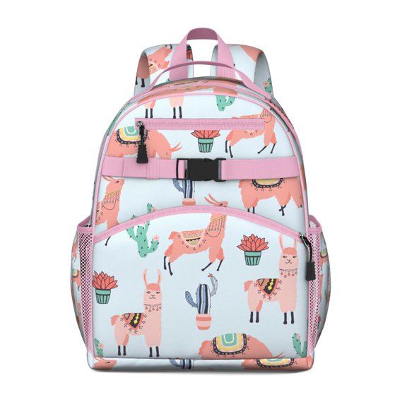 Llama Face Waterproof School Backpack - Kawaii Ergonomic Travel Daypack with Chest Strap, Breathable Padded for Teens & Students