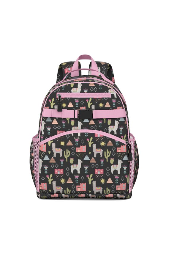 Llama Face Waterproof School Backpack - Kawaii Ergonomic Travel Daypack with Chest Strap, Breathable Padded for Teens & Students