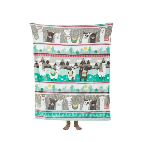 Llama Fields Plush Throw Blanket 50"x60"