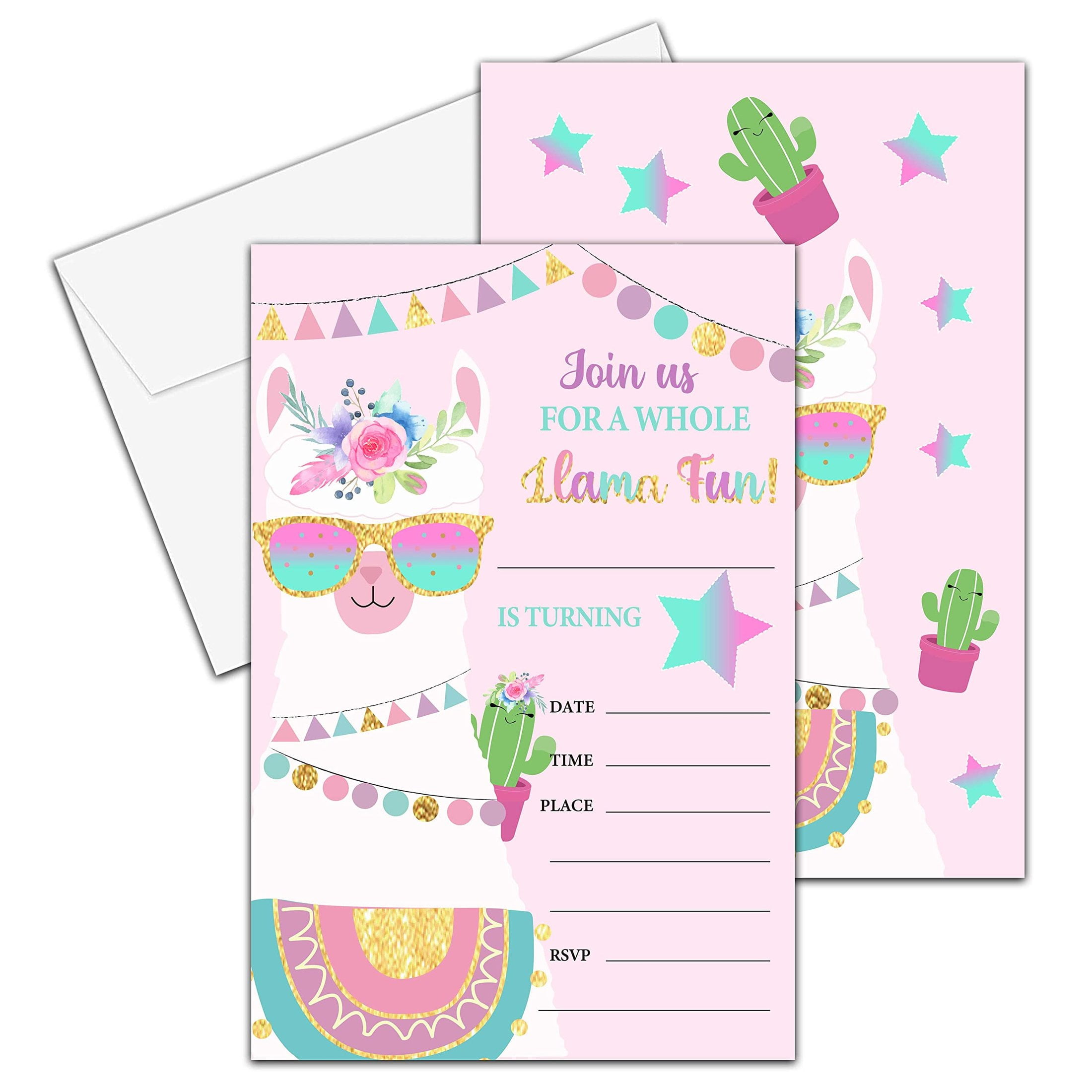 Llama Fiesta Birthday Invitations - 4