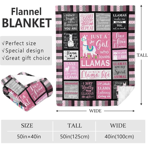 Llama Gifts Blanket 50"x40", Llama Gifts for Women Girls Llama Lovers Mom, Alpaca Blanket, Alpaca Gifts, Llama Teacher Gifts, Llama Blanket for Adult, Llama Lover Gifts, Best Funny Llama Gifts