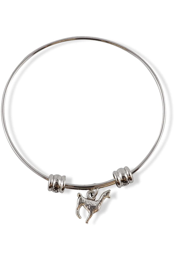 Llama Gifts for Women | A Great Llama Gift a Llama Charm on a Stainless Steel Bangle Bracelet