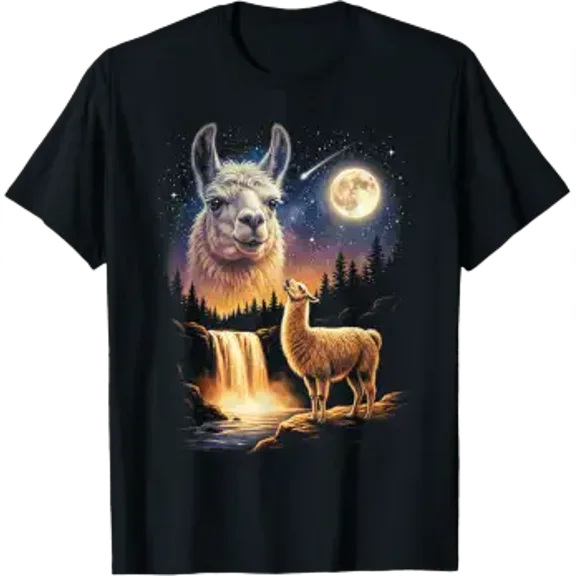 Llama Howling To The Moon Weird Meme Funny 90'S Llama Alpaca T-Shirt