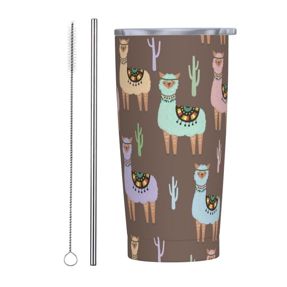 Llama Llama 20oz Stainless Steel Tumbler with Lid & Straw - Double-Walled Insulated Travel Mug for Coffee, Tea, Water, Wine - Perfect Gift for Women