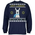 thumbnail image 1 of Llama Llamakkah Ugly Hanukkah Sweater Mens Sweatshirt Navy SM, 1 of 1