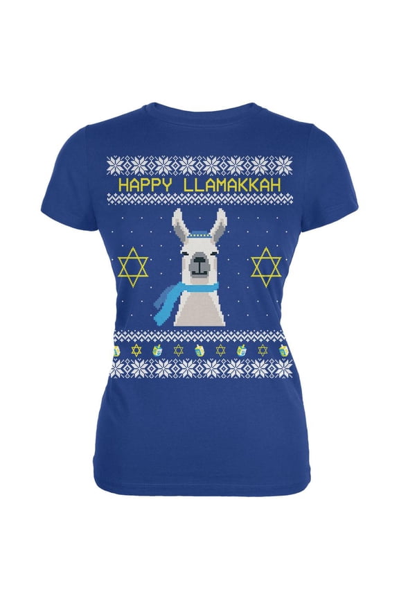 Llama Llamakkah Ugly Hanukkah Sweater Royal Juniors Soft T-Shirt